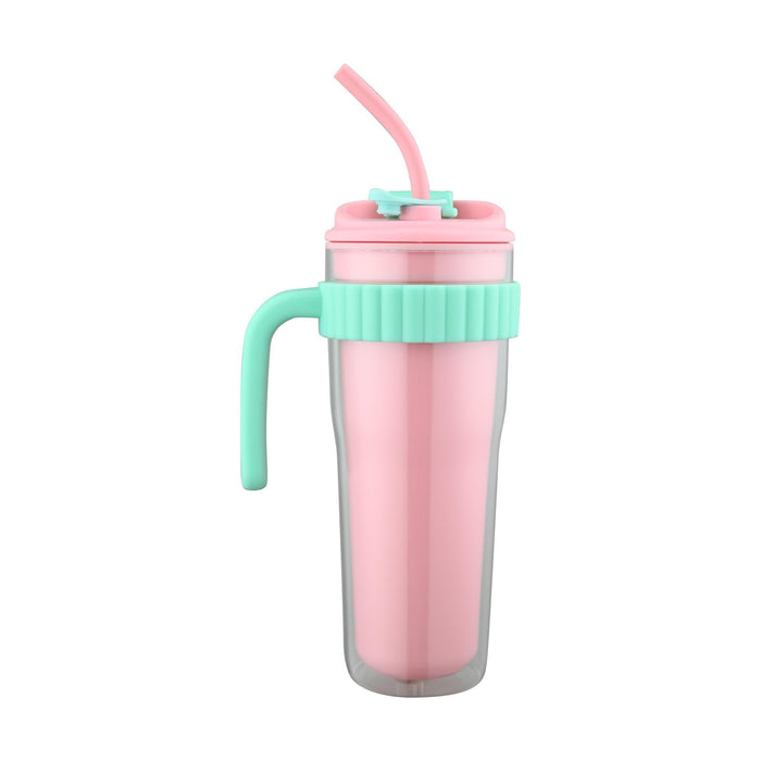 Caneca 900ml Happiness Rosa/Verde-Kasa-Home Story