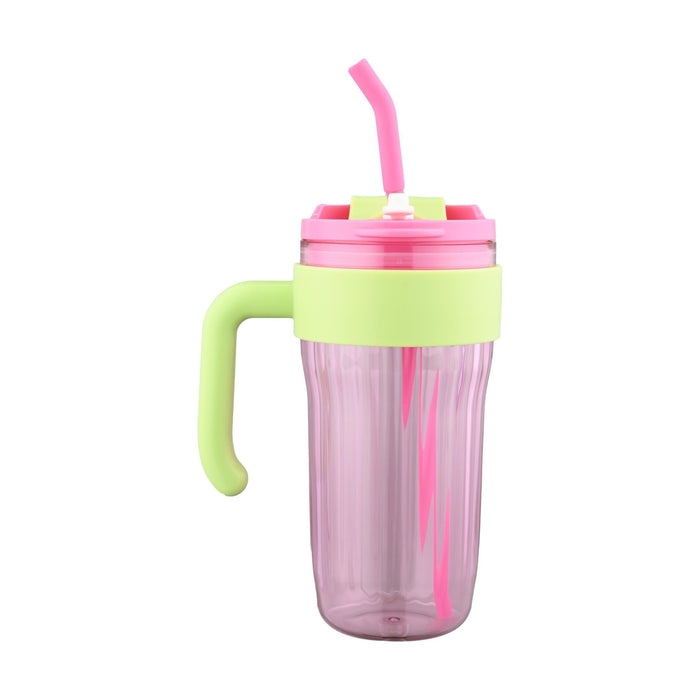 Caneca Strips 850ml Rosa e Verde-Kasa-Home Story