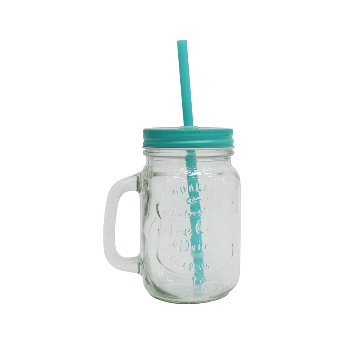 Caneca com Palhinha 450ml Azul-Kasa-Home Story