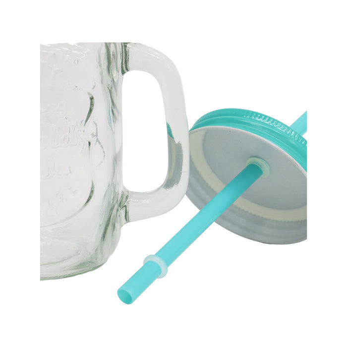 Caneca com Palhinha 450ml Azul-Kasa-Home Story