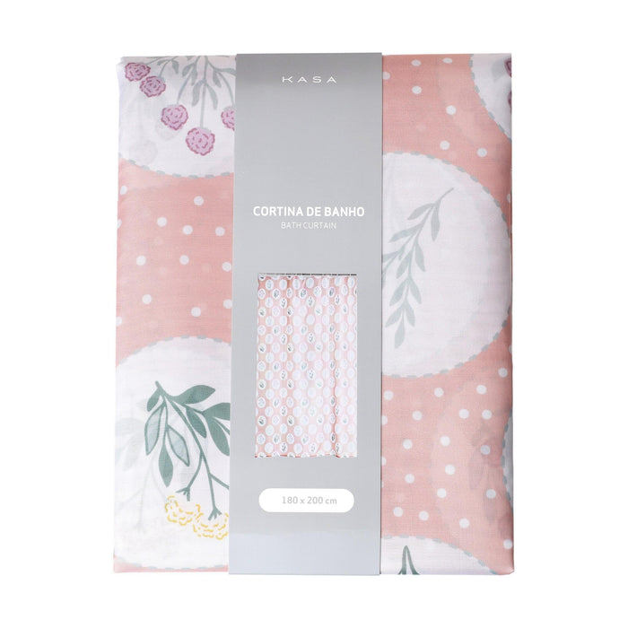 Cortina de Banho 200x180cm Poliéster Rosa-Kasa-Home Story