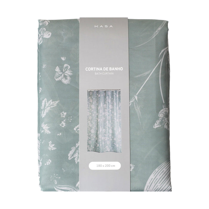 Cortina de Banho 200x180cm Poliéster Verde-Kasa-Home Story