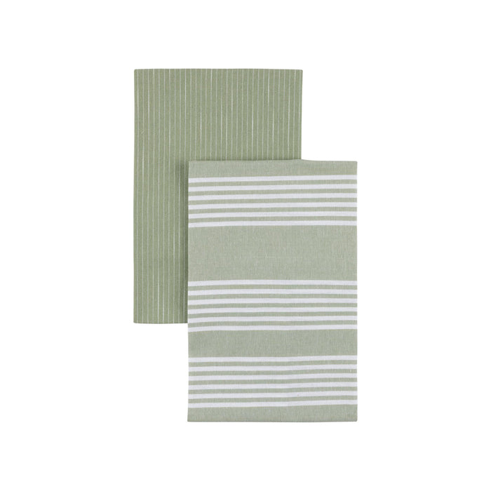 Conjunto 2 Panos Cozinha 40x60cm Verde Riscas-Kasa-Home Story