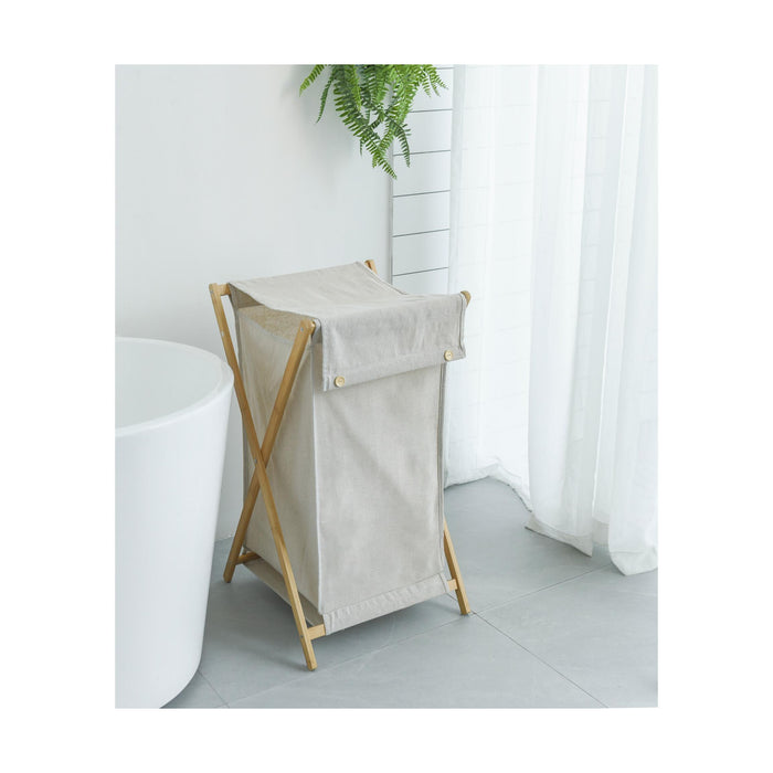 Cesto Roupa Suja Estrutura Bambu-Kasa-Home Story