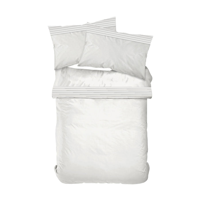 Conjunto Capa Edredão Algodão Percal Branco Nervuras-Kasa-Home Story