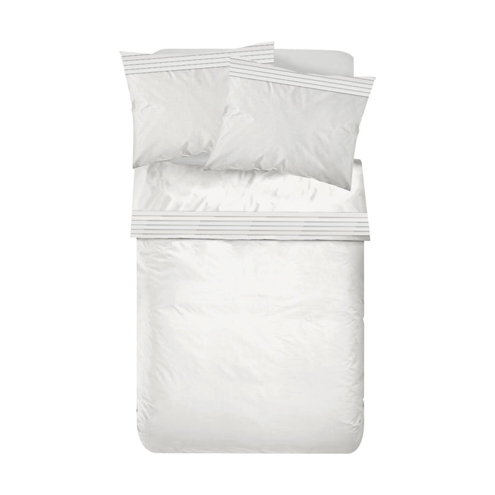 Conjunto Lençóis Algodão Percal Branco Nervuras-Kasa-Home Story