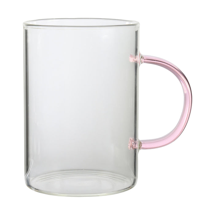 Caneca Vidro 300ml com Asa Colorida-Kasa-Home Story