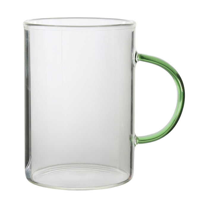 Caneca Vidro 300ml com Asa Colorida-Kasa-Home Story