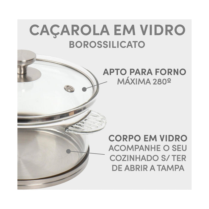 Caçarola Borossilicato 20cm Indução Total-Kasa-Home Story