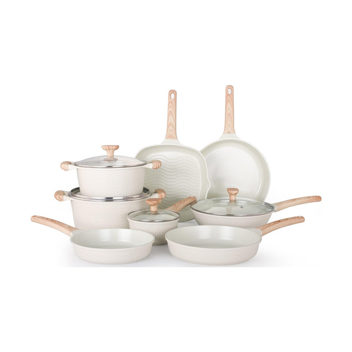 Wok com Tampa 28cm Ceramic Cream-Kasa-Home Story
