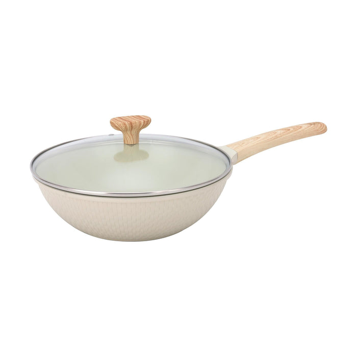 Wok com Tampa 28cm Ceramic Cream-Kasa-Home Story