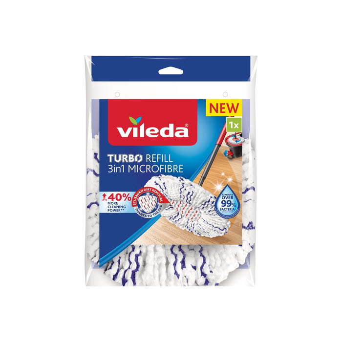 Recarga Esfregona Tiras Microfibra Brancas e Azuis Turbo 3 em 1-Vileda-Home Story