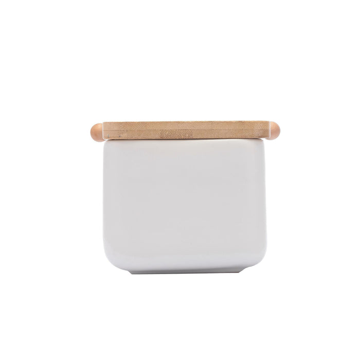Saleiro Cerâmica e Bambu Branco-Kasa-Home Story