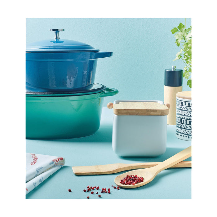 Saleiro Cerâmica e Bambu Branco-Kasa-Home Story