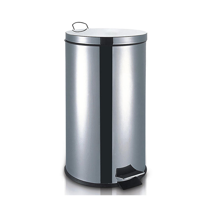 Balde de Lixo com Pedal Aço Escovado 40L Cinza-Kasa-Home Story