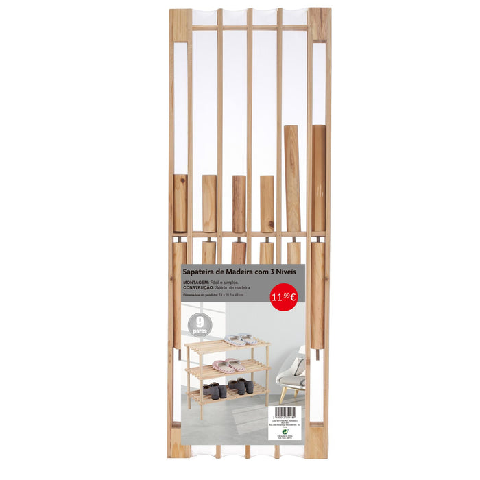 Sapateira de madeira 3 níveis-Exclusivo-Home Story