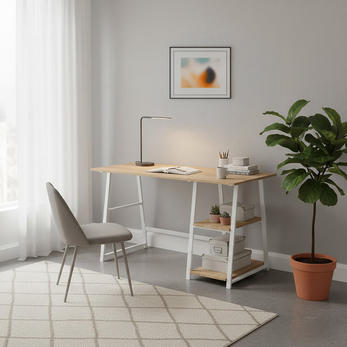 Secretária Com Prateleiras Branco-Kasa-Home Story