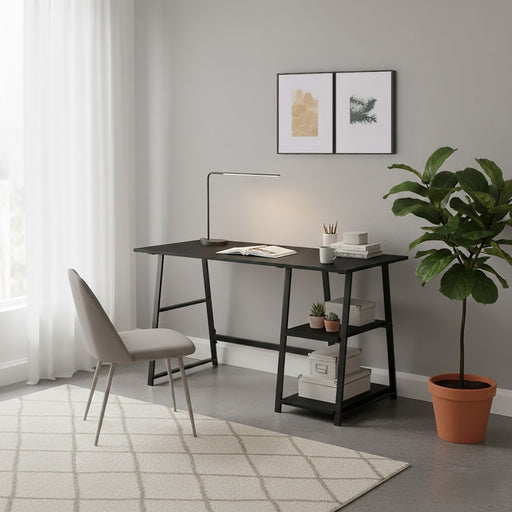 Secretária Com Prateleiras Preto-Kasa-Home Story