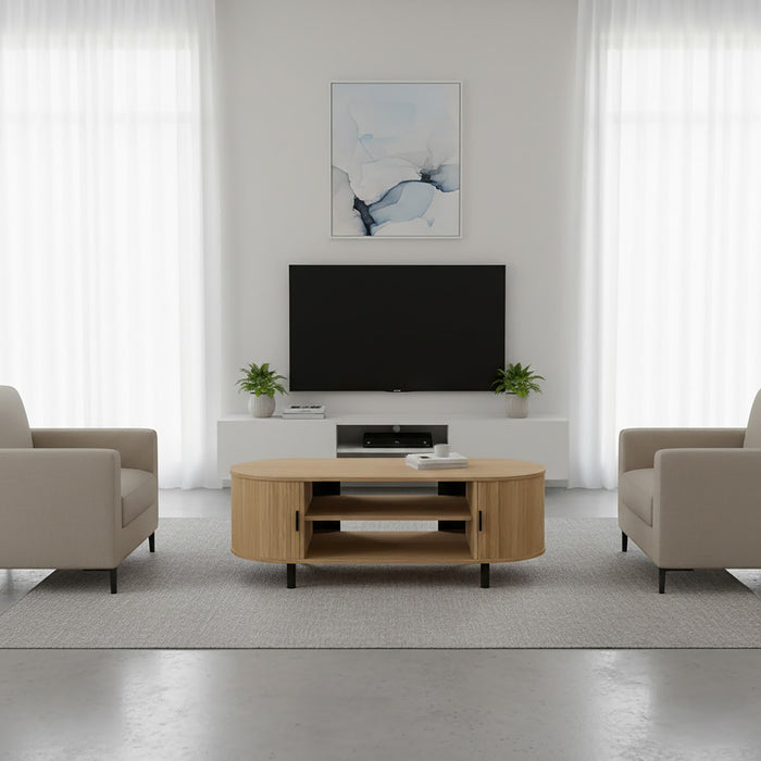 Mesa Centro 120cm Canelado Natural Story-Kasa-Home Story