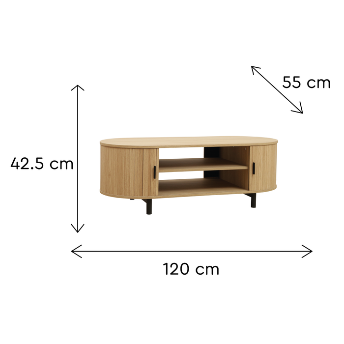 Mesa Centro 120cm Canelado Natural Story-Kasa-Home Story