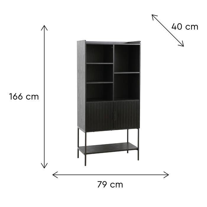 Estante com 2 Portas 166cm Story Preto