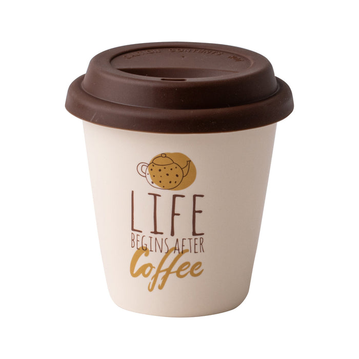 Copo com Tampa Silicone 290ml Life Begins After Coffee