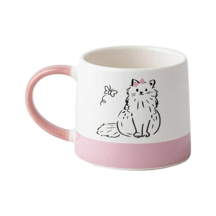 Caneca 380ml Gato com Fundo Rosa