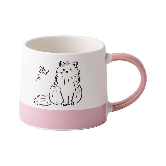 Caneca 380ml Gato com Fundo Rosa