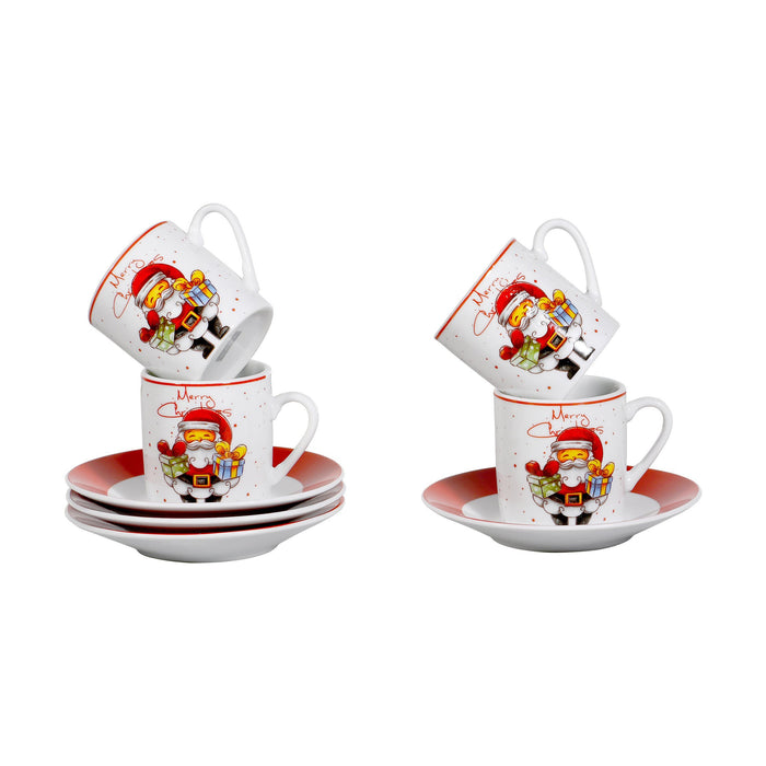 Conjunto 4 Chávenas Café 80ml Pai Natal com Prendas