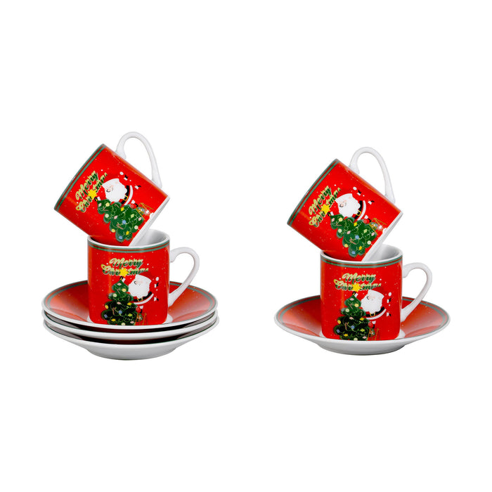 Conjunto 4 Chávenas Café 80ml Pai Natal com Árvore