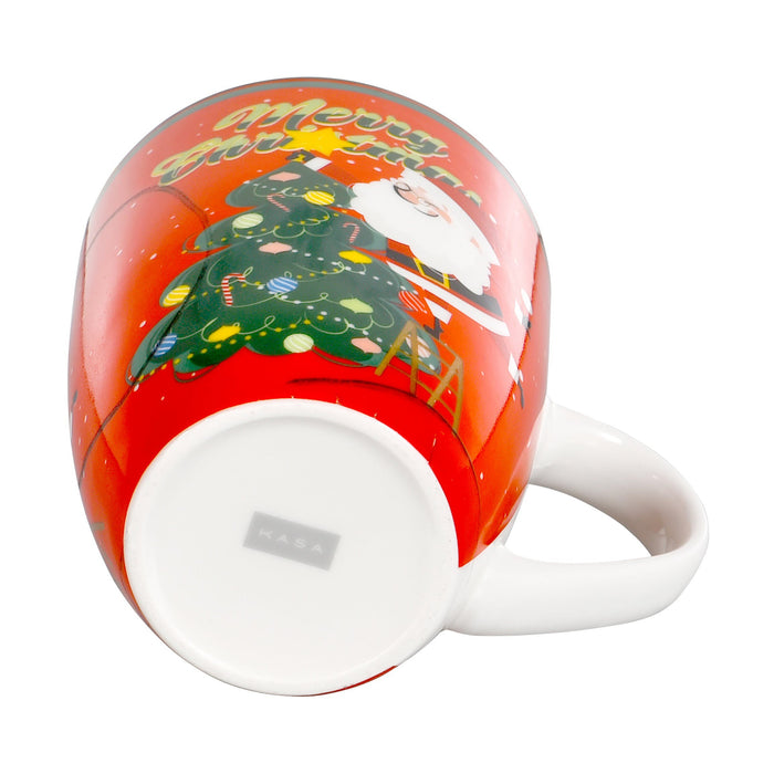 Caneca Vermelha 320ml Pai Natal com Árvore