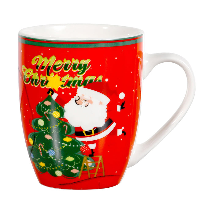 Caneca Vermelha 320ml Pai Natal com Árvore