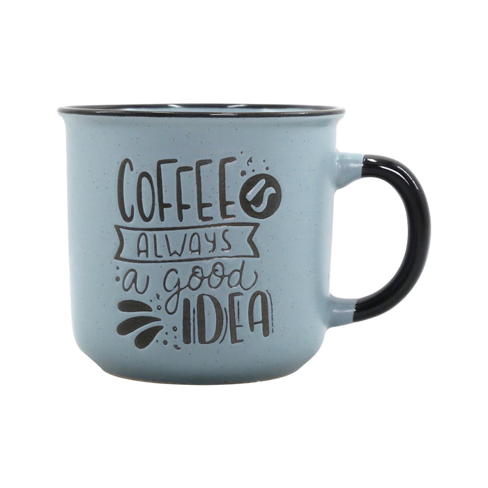 Caneca Azul 450ml Coffee Is Always Good Idea