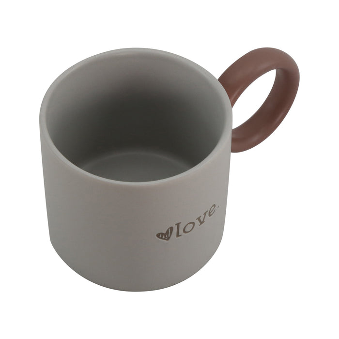 Caneca Cinza 370ml Love com Asa Castanha