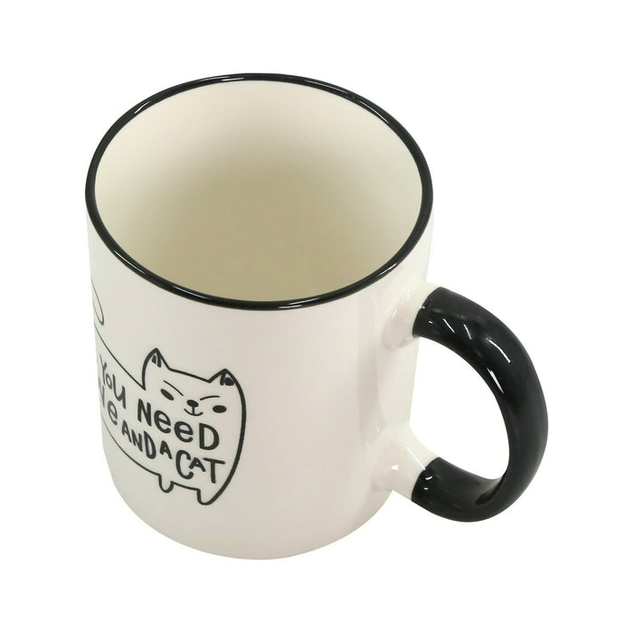 Caneca Branca 320ml All You Need Is Love & Cat