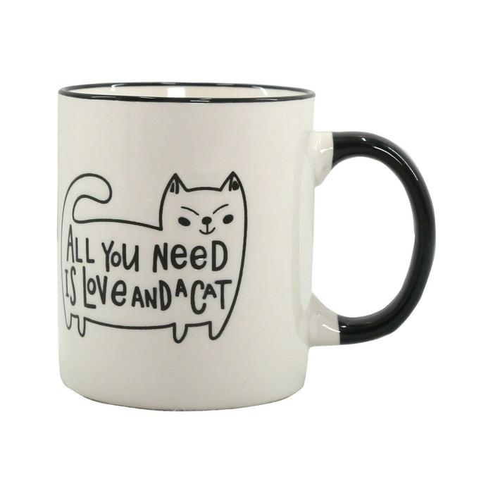 Caneca Branca 320ml All You Need Is Love & Cat