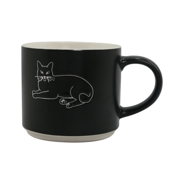 Caneca Preta 470ml Gato Deitado