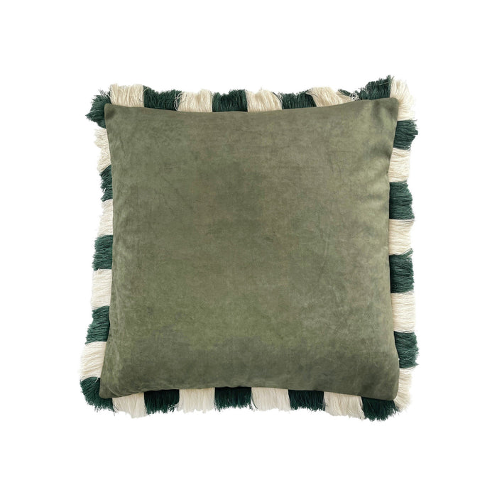 Almofada 45x45cm Verde com Franjas Verde e Cru