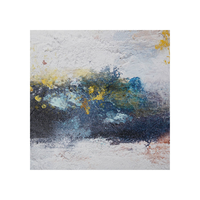 Quadro a Óleo 73x73cm Abstrato Branco e Azul