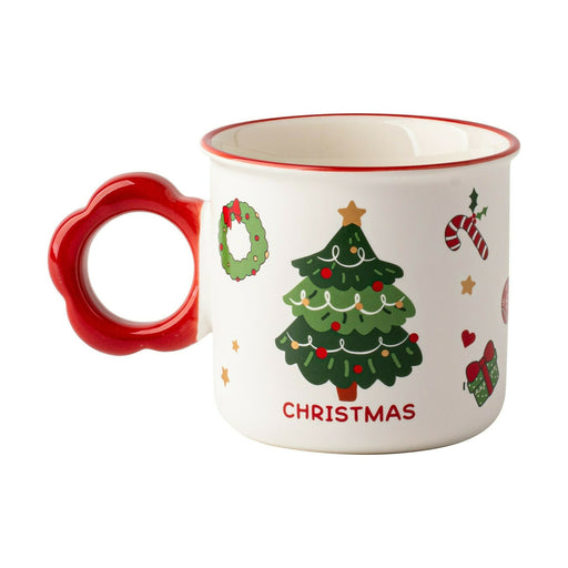 Caneca Vintage 410ml Asa Flor Vermelha Árvore Natal-Kasa-Home Story