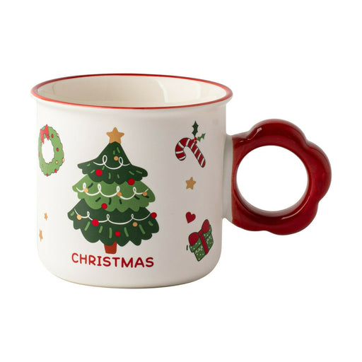 Caneca Vintage 410ml Asa Flor Vermelha Árvore Natal-Kasa-Home Story