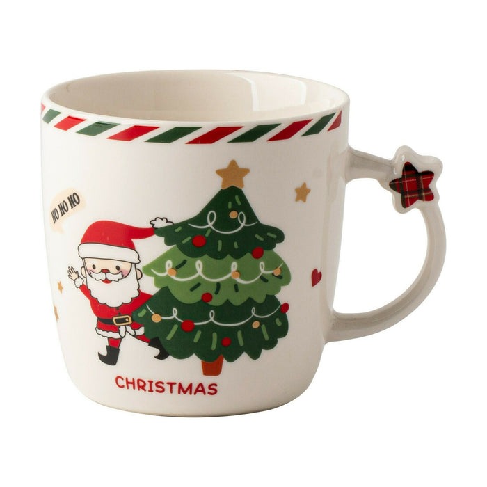 Caneca com Estrela Pai Natal e Árvore