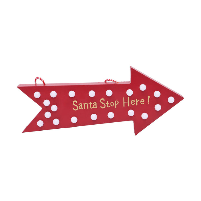 Placa Pendurar Santa Stop Here