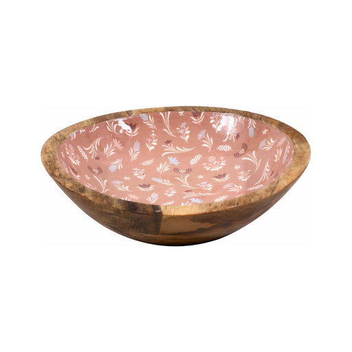 Taça Madeira 24cm Flores Rosa-Kasa-Home Story