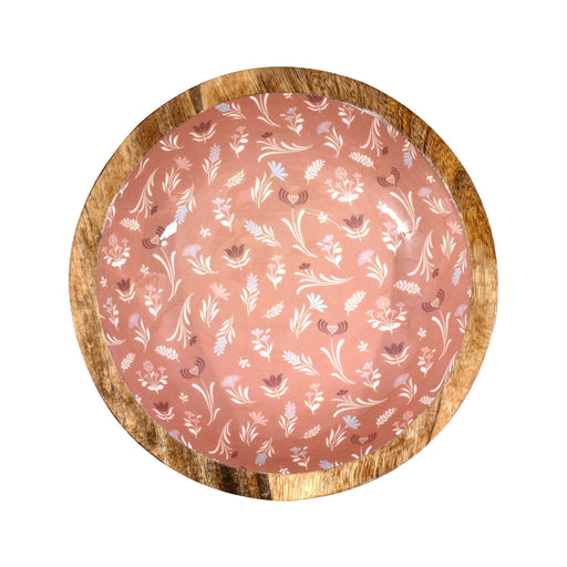 Taça Madeira 24cm Flores Rosa-Kasa-Home Story