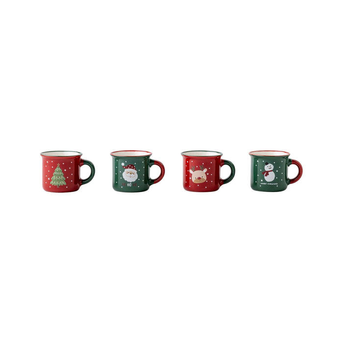 Conjunto 4 Chávenas Café Vintage Figuras Natal-Kasa-Home Story