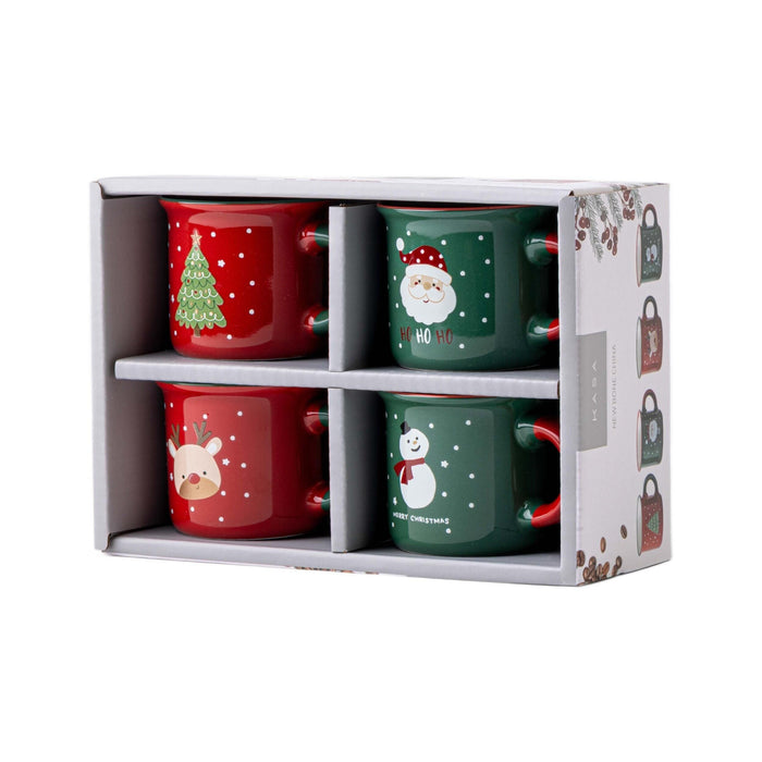 Conjunto 4 Chávenas Café Vintage Figuras Natal-Kasa-Home Story