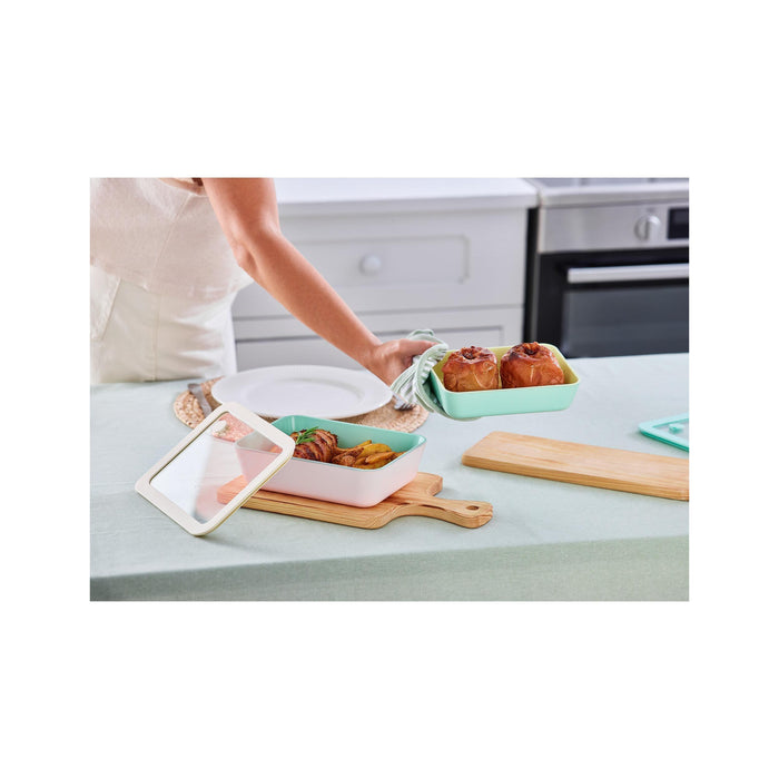 Caixa Hermética Retangular Vidro com Tampa Verde-Kasa-Home Story