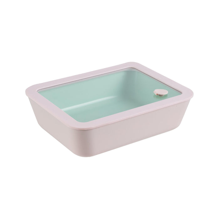 Caixa Hermética Retangular Vidro com Tampa Rosa-Kasa-Home Story