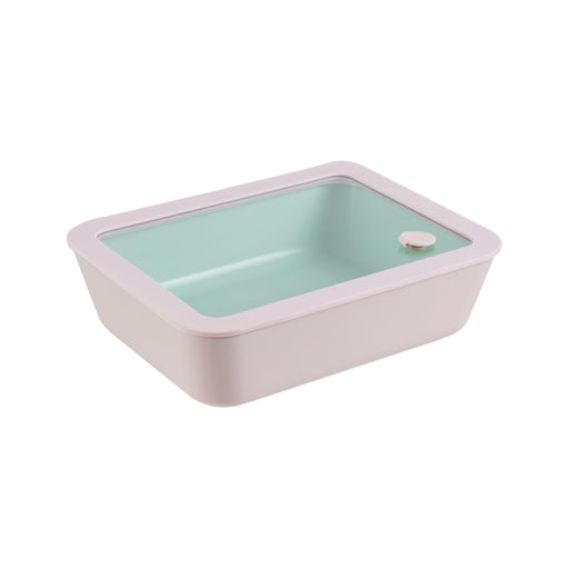 Caixa Hermética Retangular Vidro com Tampa Rosa-Kasa-Home Story